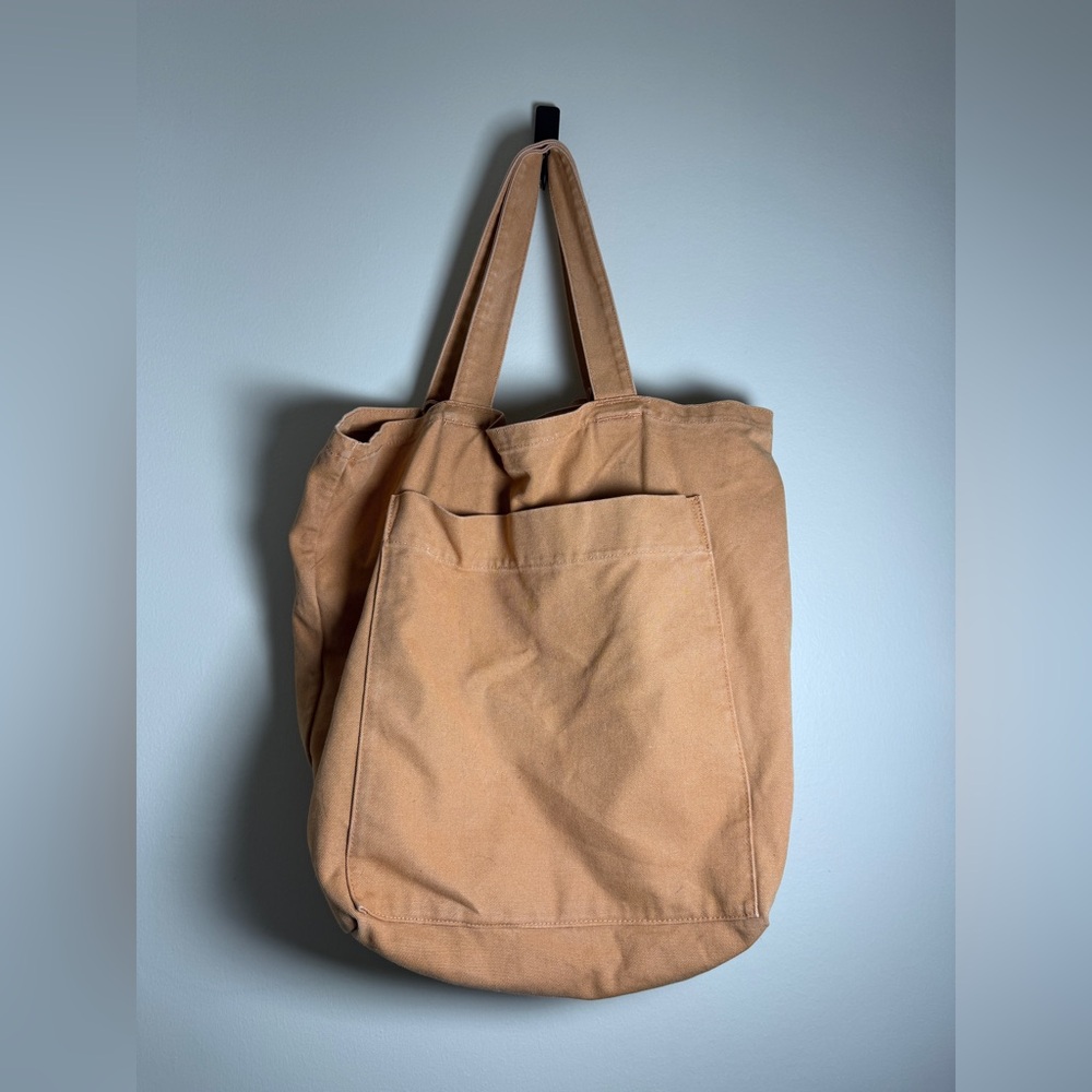 Baggu Duck Bag Giant Pocket Tote Washed Adobe Shopper Canvas Carryall Book Bag - Picture 6 of 9